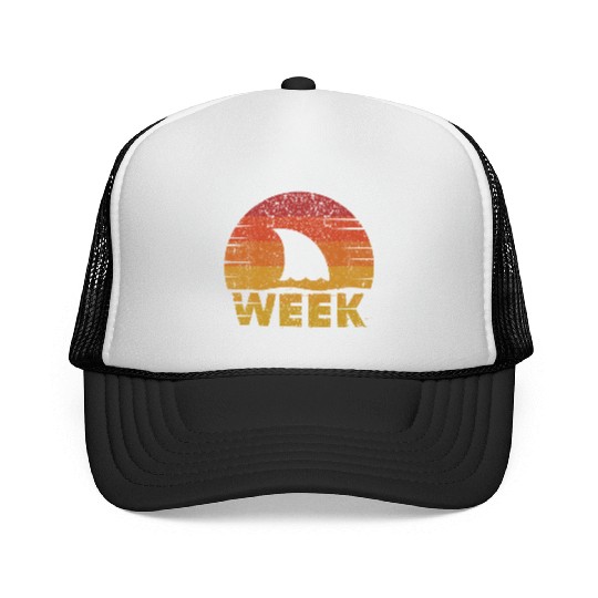 Retro Shark Fin Week Shark Lover Ocean Wildlife Trucker Caps