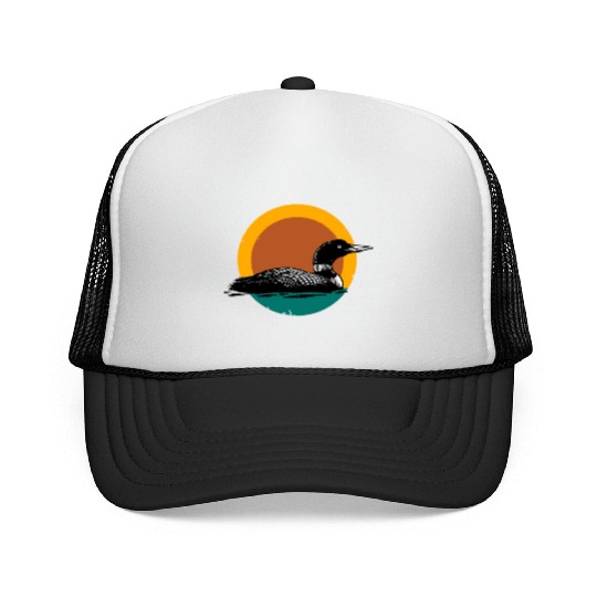 Loon Sunset Faded Look with Retro Colors Trucker Caps