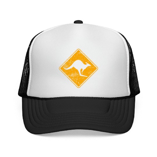 Outback Kangaroo Crossing Road Sign Trucker Caps