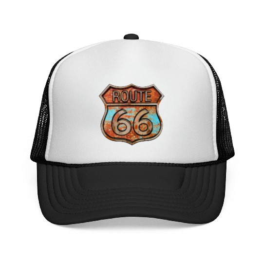 Route 66 vintage sign - Rusty metal sign Trucker Caps