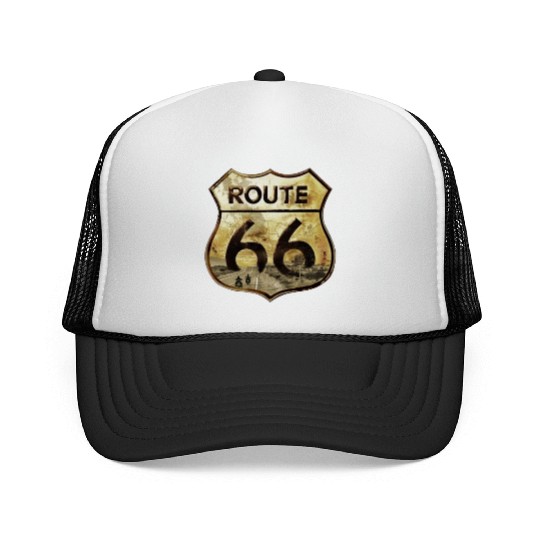 Route 66 trip with motorcycle Trucker Caps