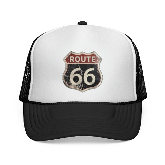 Route 66 vintage sign Trucker Caps