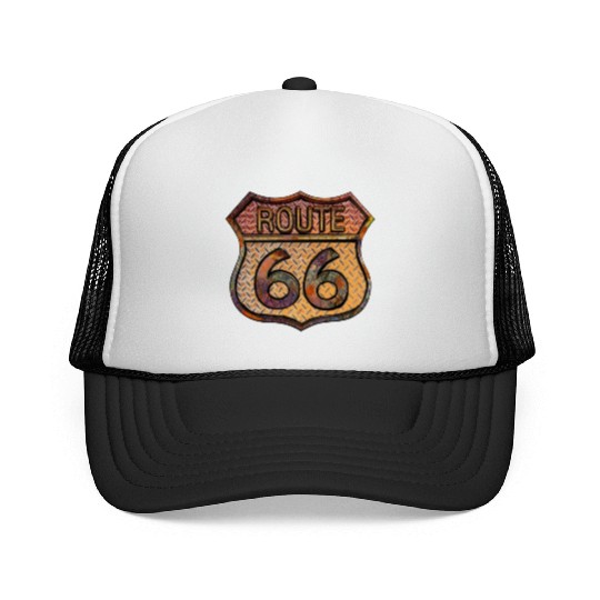 Route 66 vintage sign - Rusty metal 2 Trucker Caps