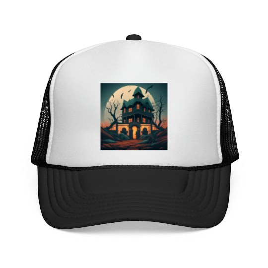 Haunted House Trucker Caps