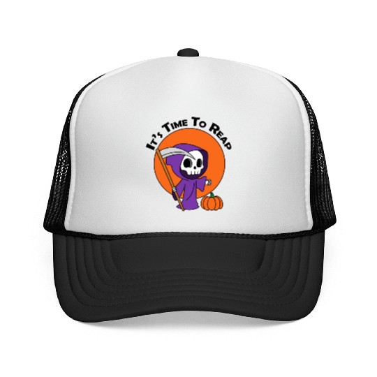 It's Time To Reap Halloween Spooky Grim Reaper Trucker Caps