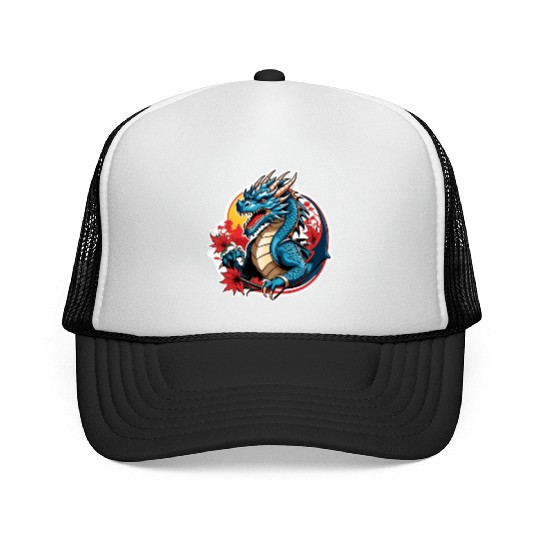 BLUE DRAGON ANGRY Trucker Caps
