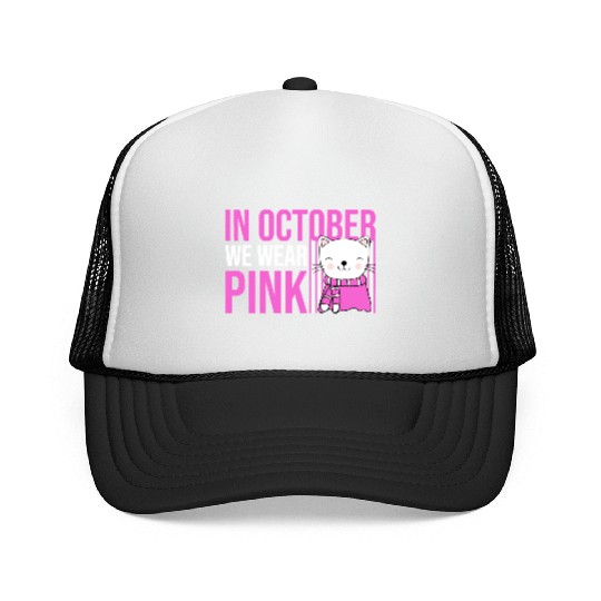 In October We Wear Pink Cute Cat Trucker Caps