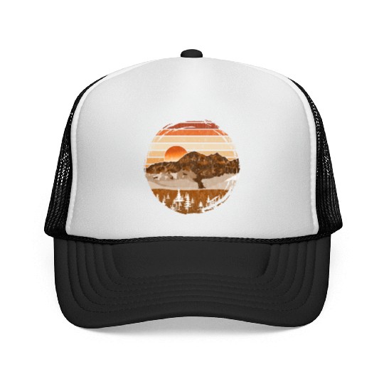 Retro sunset nature Trucker Caps