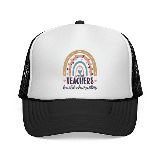 Weird Teachers Build Character Leopard Rainbow Trucker Caps