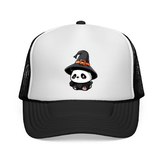 Cute Halloween panda with a witch hat. Trucker Caps