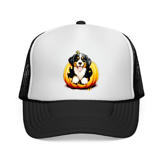 Halloween Bernese Mountain Dog Trucker Caps