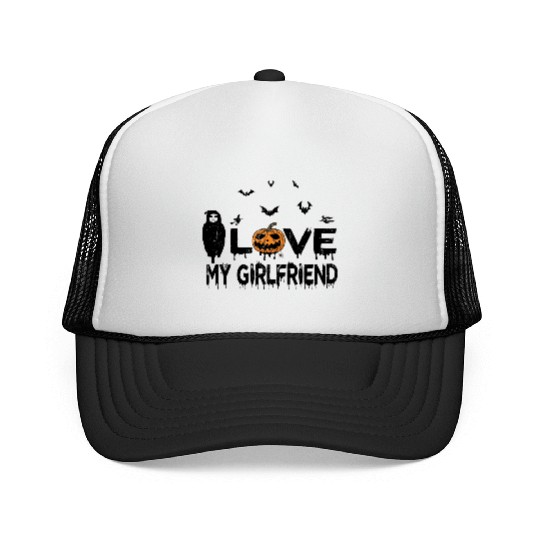 I Love My Girlfriend halloween lovers Trucker Caps