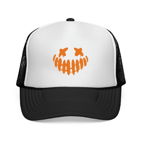 Jack O Lantern Scary Carved Pumpkin Face Halloween Trucker Caps