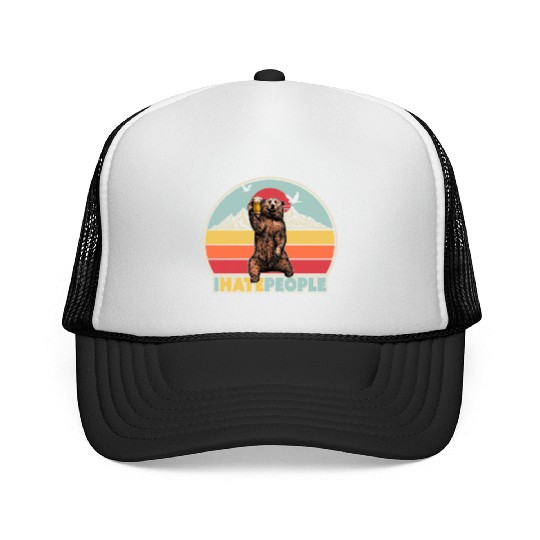 I Hate People Bear Trucker Caps