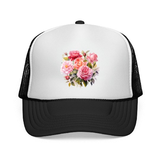 Nature's Artistic Elegance English Rose Tapestry Trucker Caps