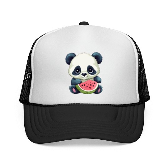 Cute panda girl with watermelon Trucker Caps