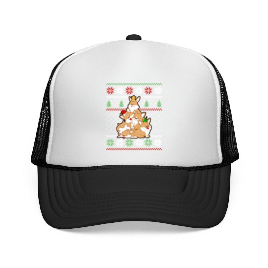 Corgi Dog Christmas Tree Animals Lover Xmas Trucker Caps