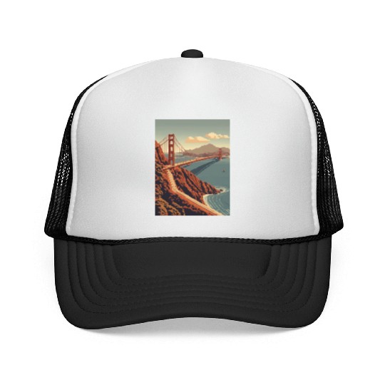 Golden Gate Bridge California Trucker Caps, Golden Gate