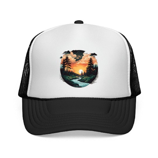 Immerse in Serene Wilderness: Woodland Forest Trucker Caps
