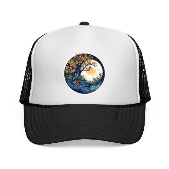 The Majestic Beautiful Spring Tree Trucker Caps