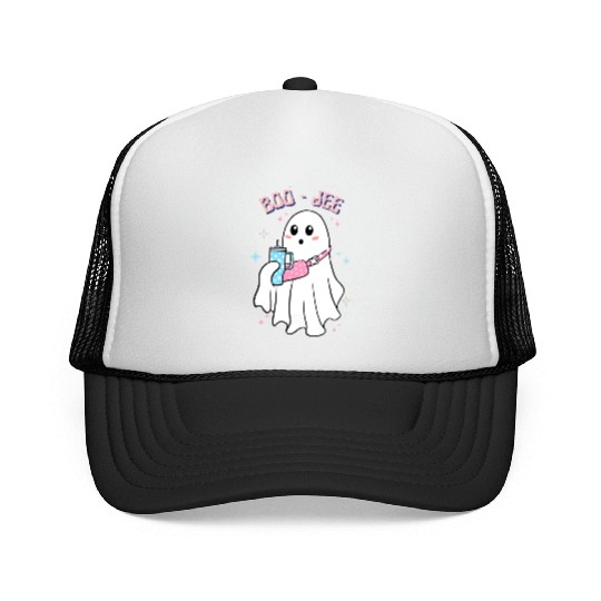 BOO-JEE Spooky Cute Ghost Halloween Costume Design Trucker Caps
