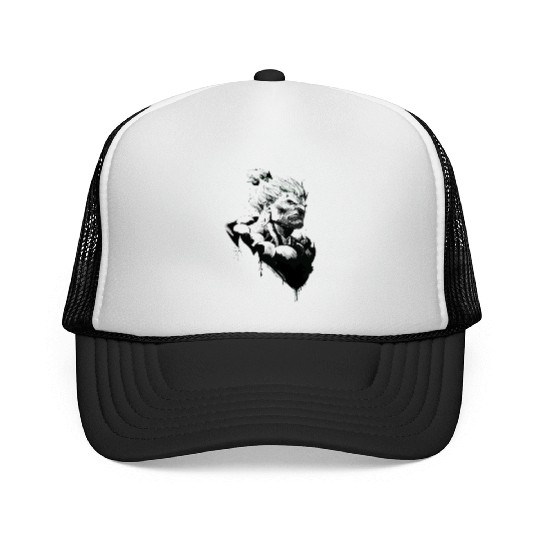 Monochrome Street Fighter: Akuma's Knightly FanAr Trucker Caps