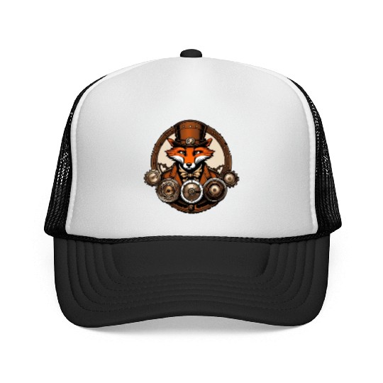 Steampunk Fox / Animal / Bronze / Old School Trucker Caps