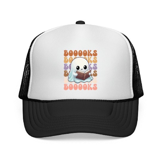Cute Ghost Reading Books | Booooks | Funny Trucker Caps