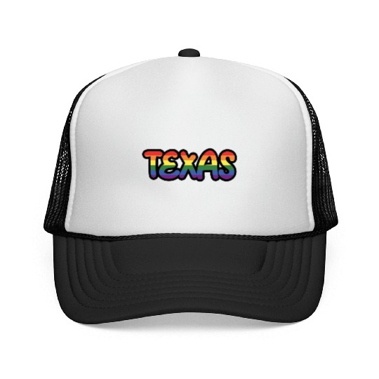Texas Rainbow Pride Design for proud LGBT+ Texan Trucker Caps