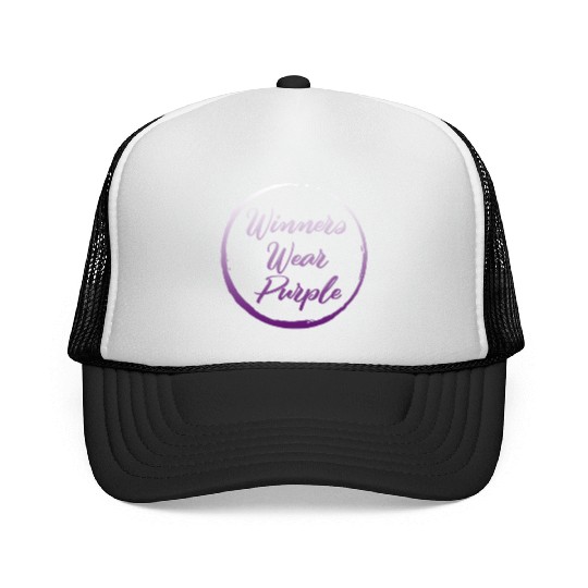 Camping Trucker Caps, Winners Wear Purple Trucker Caps, Vacation