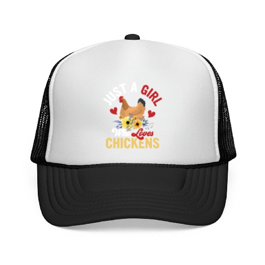 Just A Girl Who Loves Chickens Farming Hen Farmer Trucker Caps