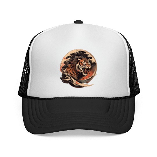 Tokyo Asia 80s Japanese Retro Tiger Trucker Caps