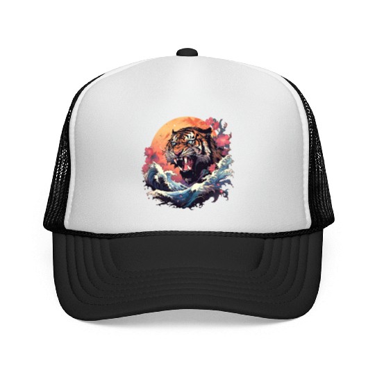 Tokyo Asia 80s Japanese Retro Tiger Trucker Caps