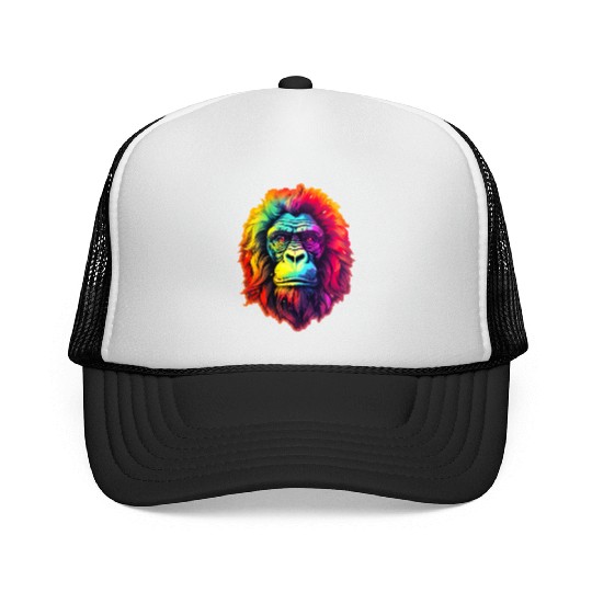 Gorilla Chic in Vibrant Psychedelic Zoo Trucker Caps