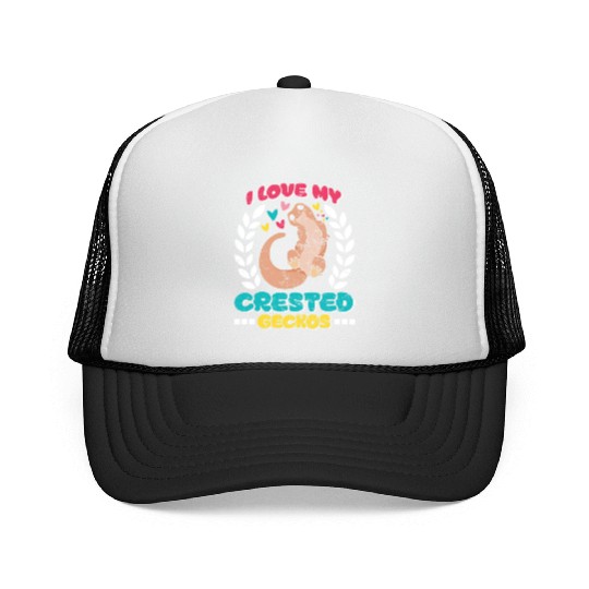 Reptile Lover Lizard Collector Crestie Crested Trucker Caps