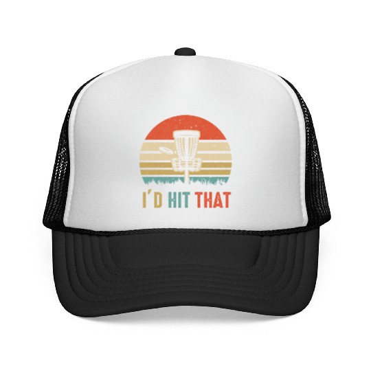 I d Hit That Disc Golf Vintage Sunset Funny Father Trucker Caps