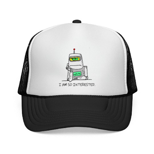 Interested Robot Funny Moody Bored Cartoon Joke Trucker Caps