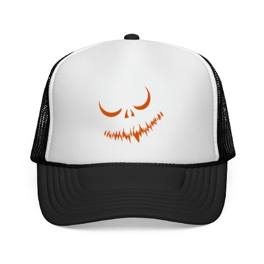 Creepy Jack o Lantern Carved Halloween Pumpkin Trucker Caps