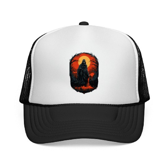 Spooky Halloween Grim Reaper Trucker Caps