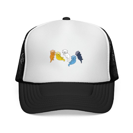Aroace Flag Pride Lgbtq Cute Otter Trucker Caps