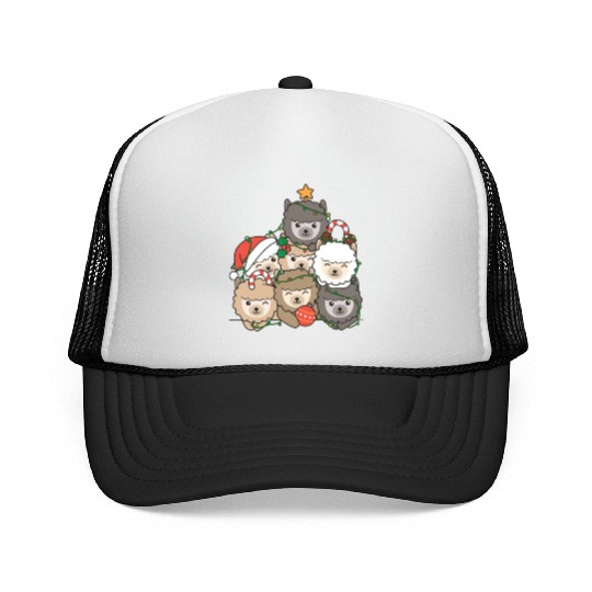 Alpaca Christmas Tree Funny Animal Christmas Trucker Caps