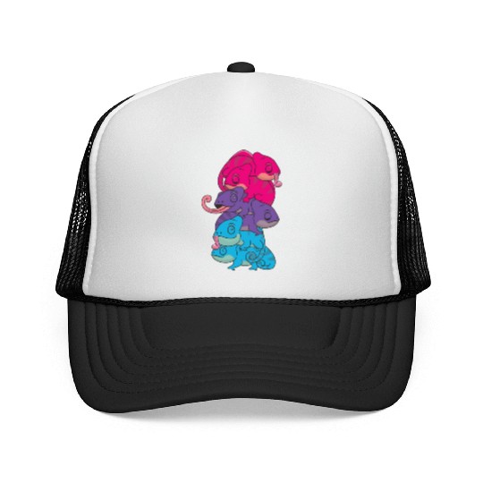 Androgynous Flag Pride Lgbtq Cute Chameleon Trucker Caps