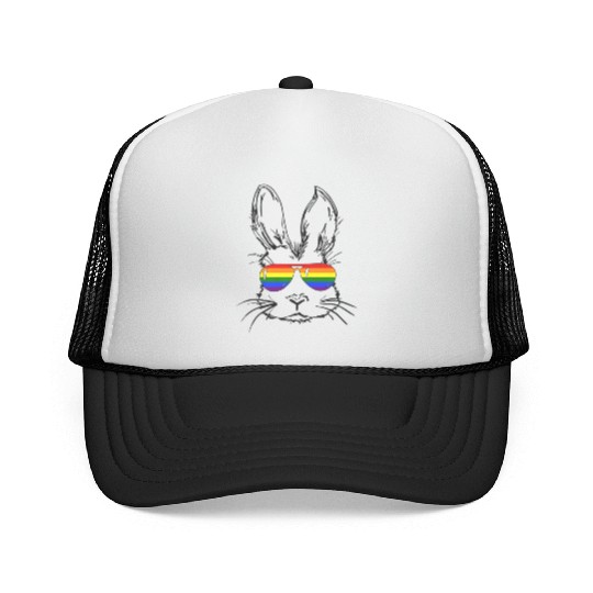 Bunny Face With Sunglasses Trucker Caps