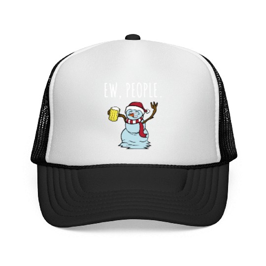 Merry Christmas Ew People Drunk Beer Snowman Trucker Caps