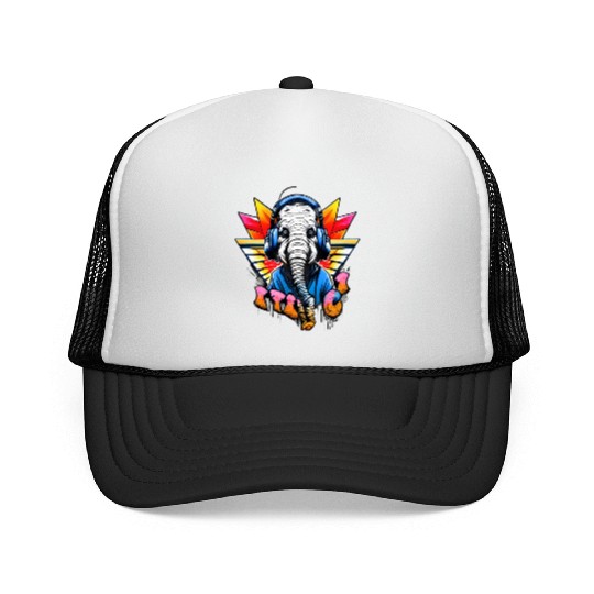 Colorful elephant face Trucker Caps