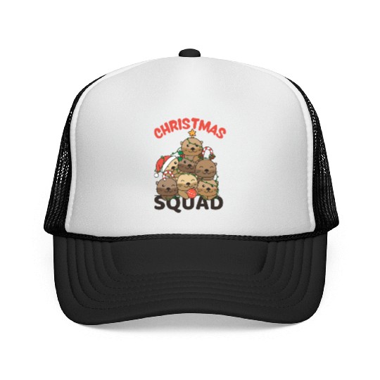 Otter Christmas Tree Christmas Squad Otter Trucker Caps