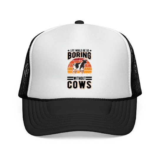 Cow Cattle Breeder Land, Farmer Cows Trucker Caps