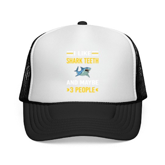 3 People Shark Teeth Trucker Caps