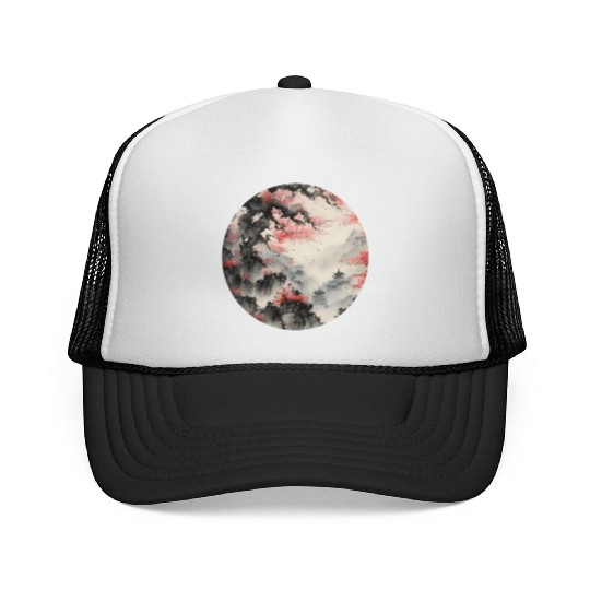 Circle of Serenity: Scenic Ink Art Trucker Caps