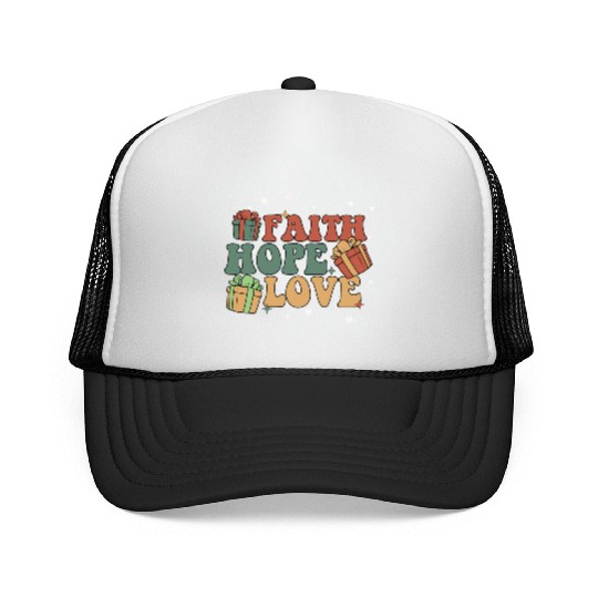 Faith Hope Love Religious Family Christmas Trucker Caps